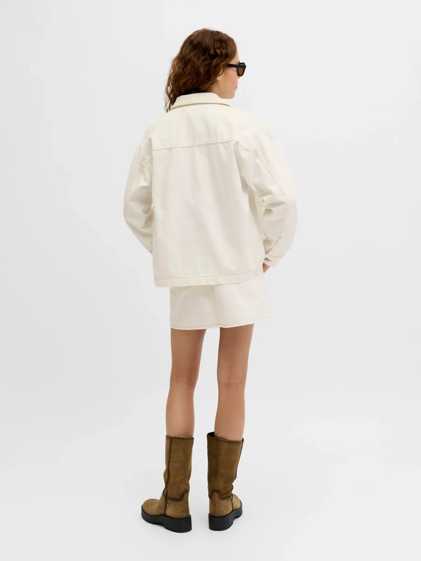 Rachel ecru oversized shirt jacket