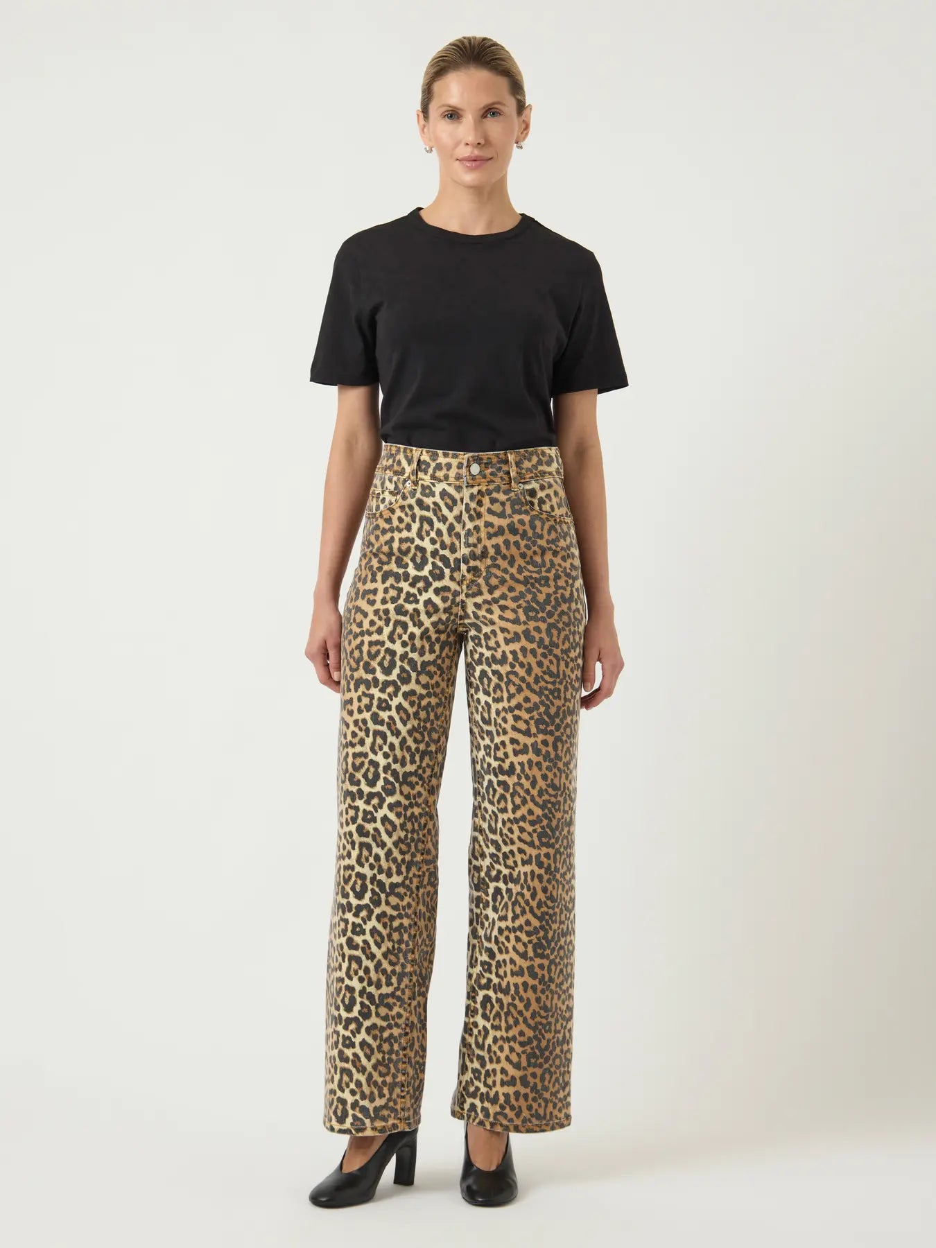 YAS wide leg leopard jeans