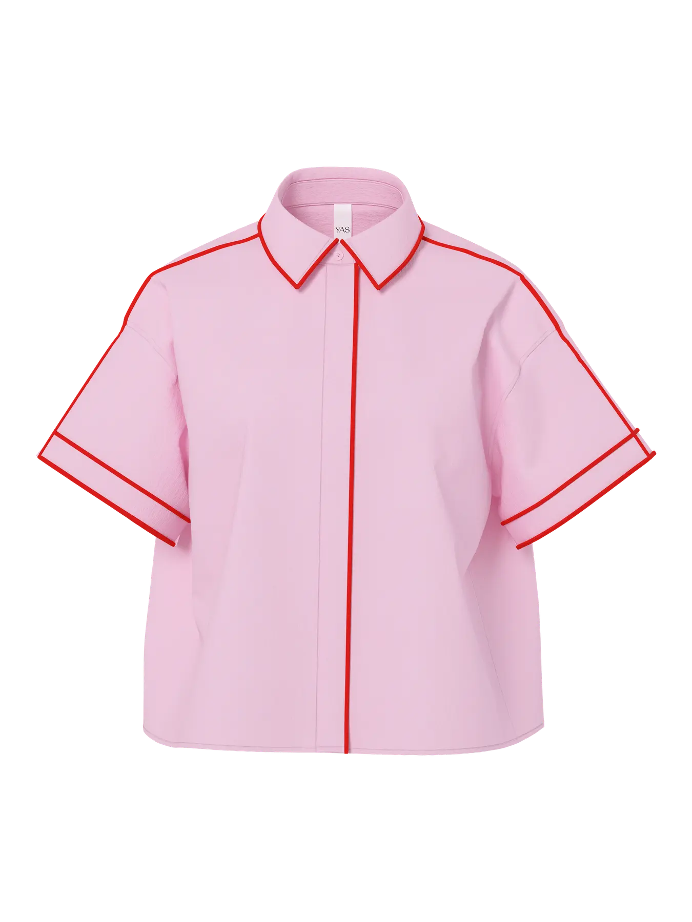 YASLEE SS PIPING PINK & RED SHIRT