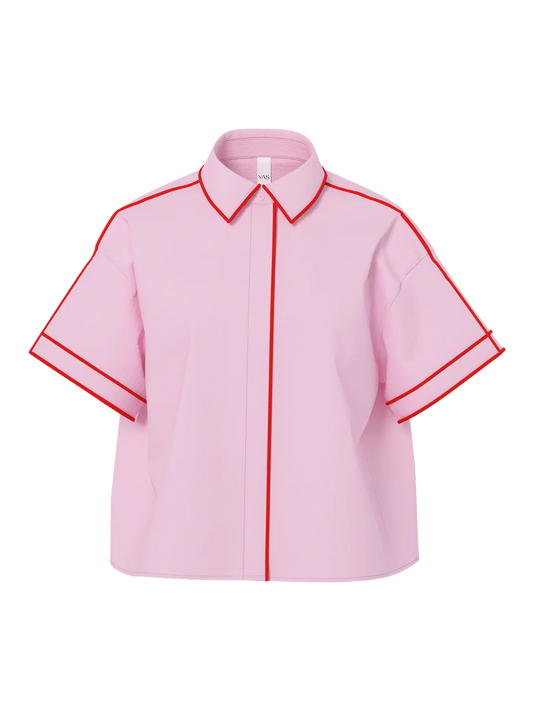 YASLEE SS PIPING PINK & RED SHIRT