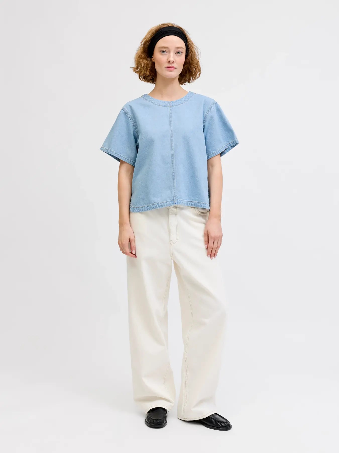 Maxine acid wash denim tshirt top