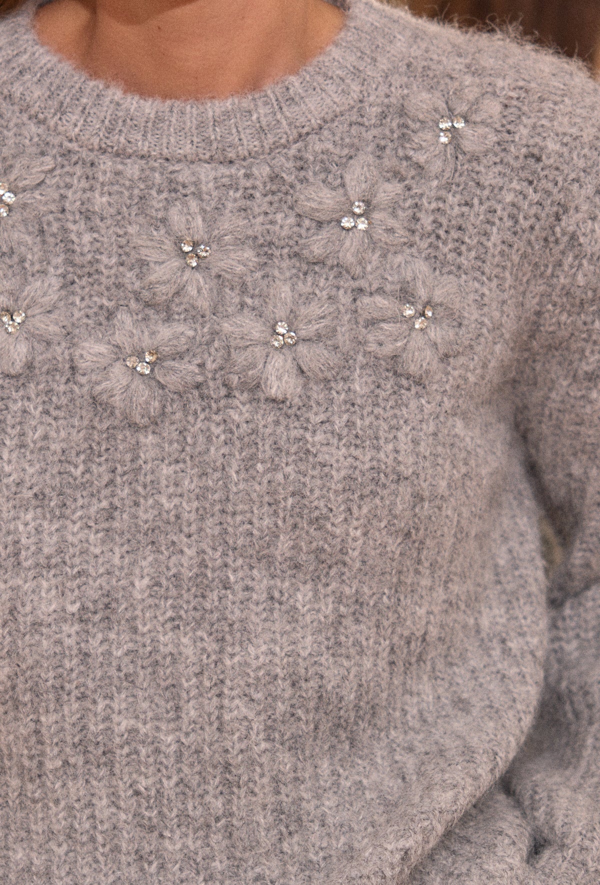 Tiffany grey floral embellished jumper