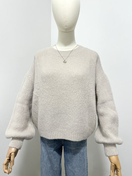 Ava beige 20% mohair balloon sleeve jumper
