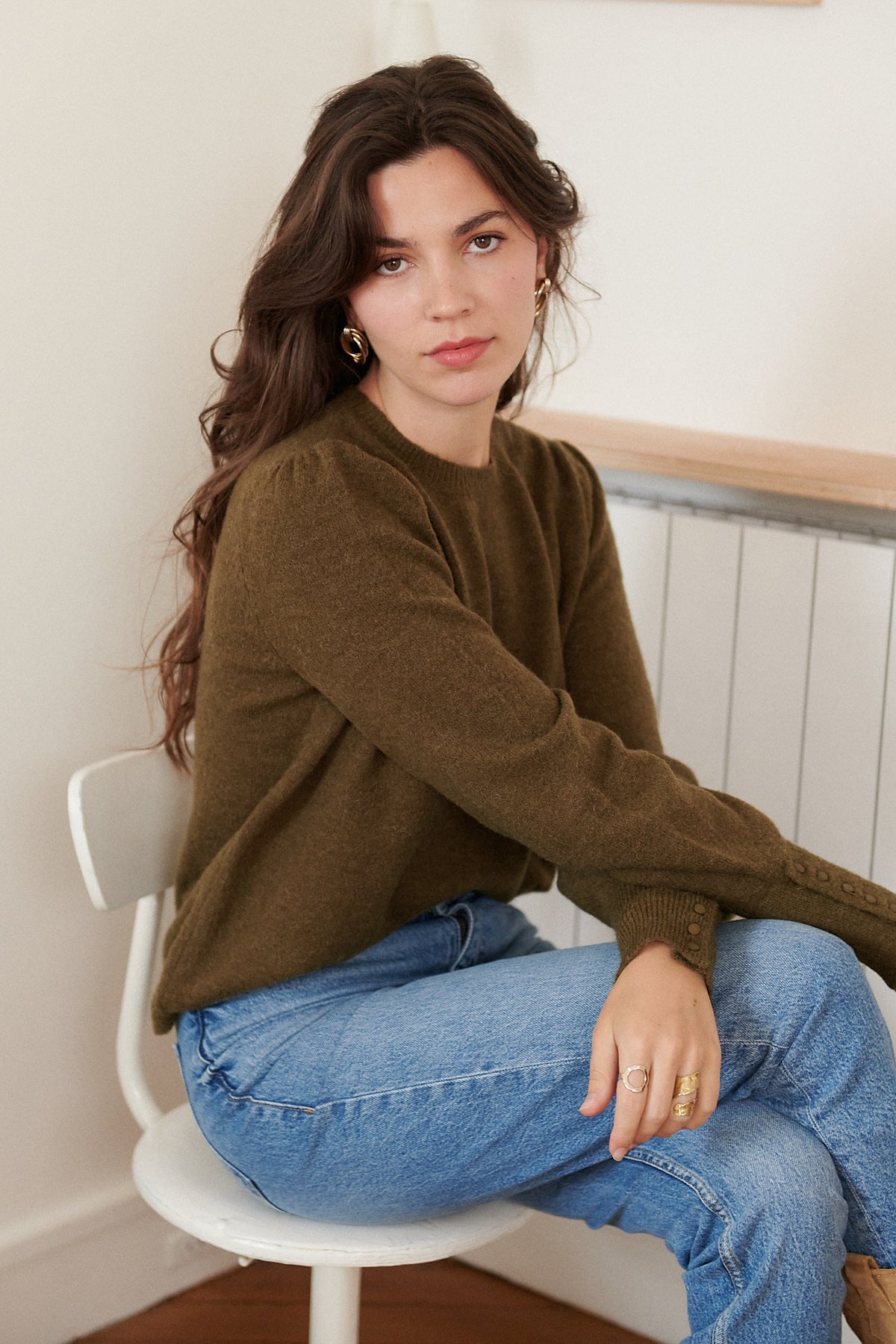 Olive green alpaca & wool jumper