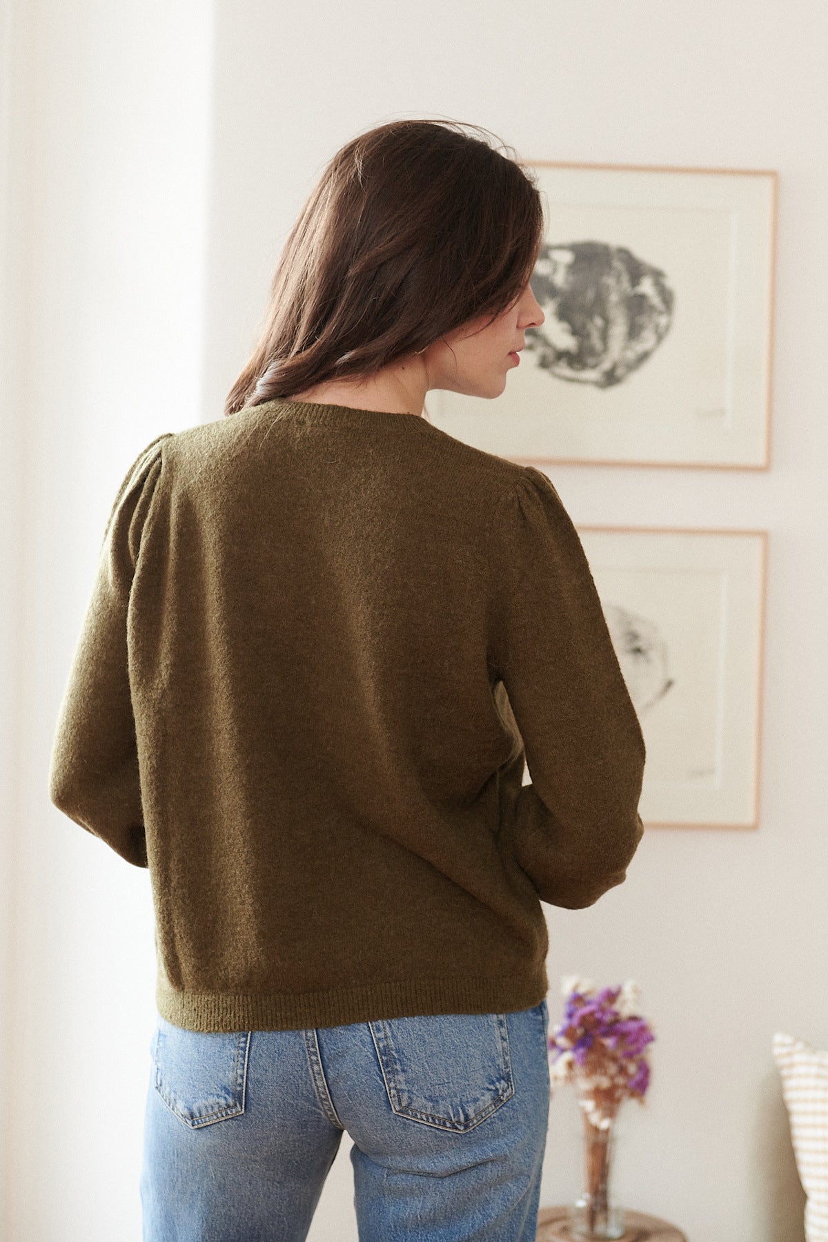 Olive green alpaca & wool jumper