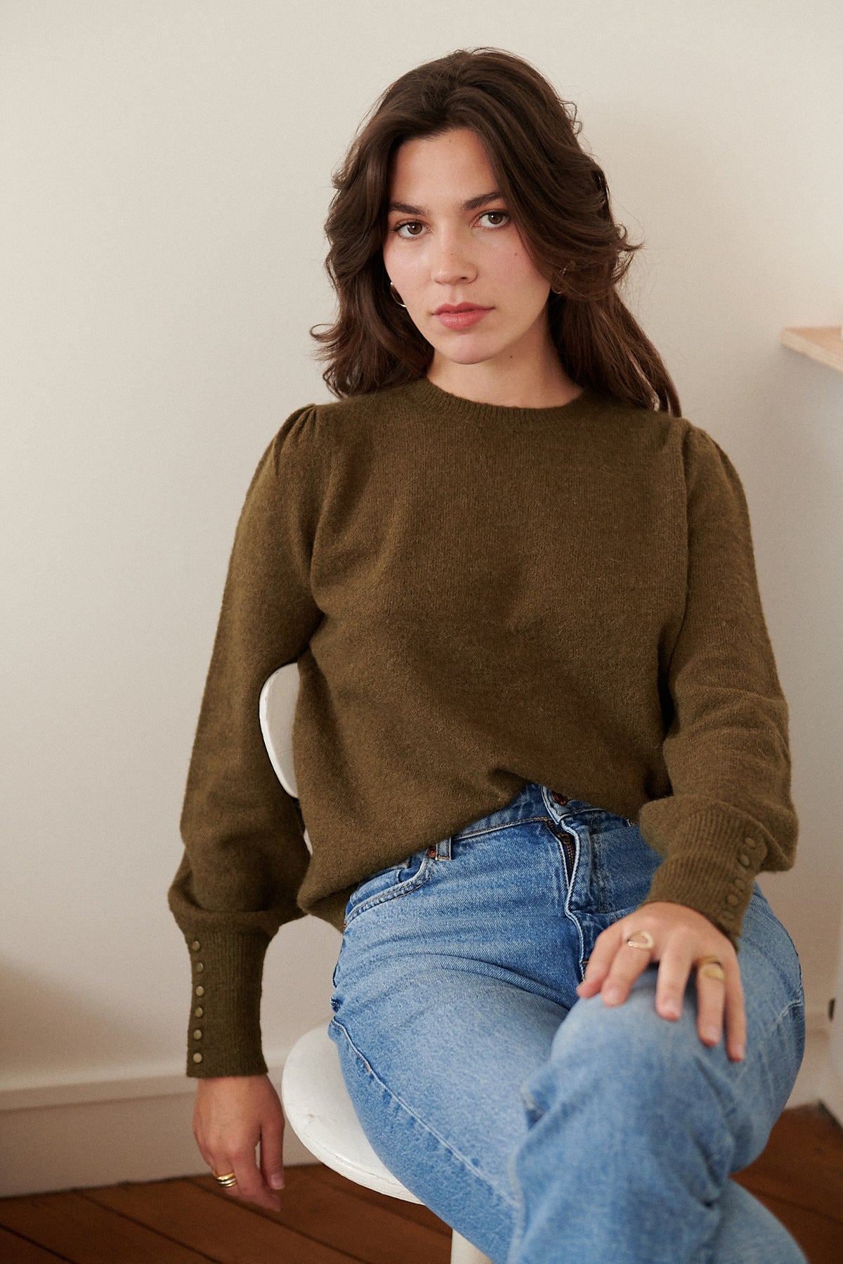 Olive green alpaca & wool jumper