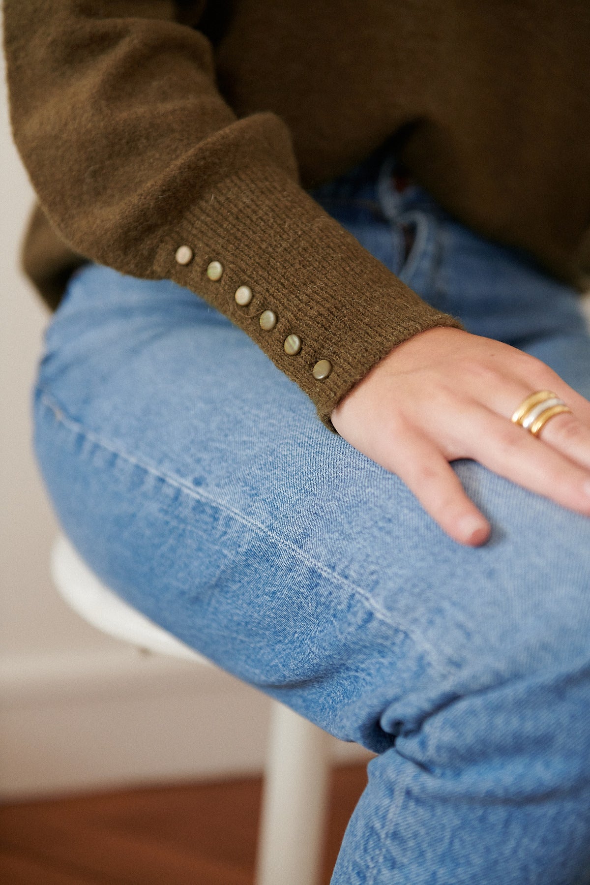 Olive green alpaca & wool jumper