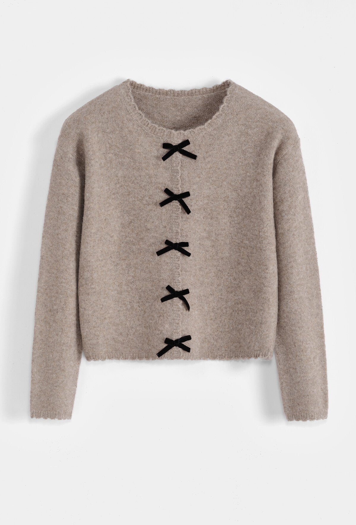 Clara taupe velvet bow jumper