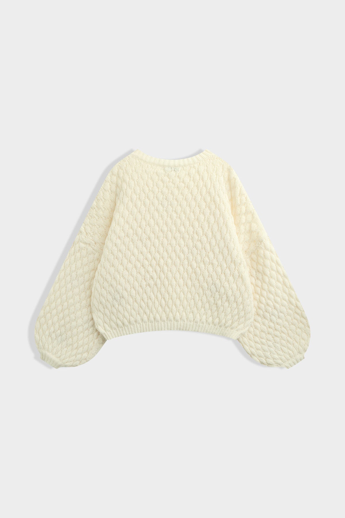 Molly cable knit balloon sleeve heart print jumper