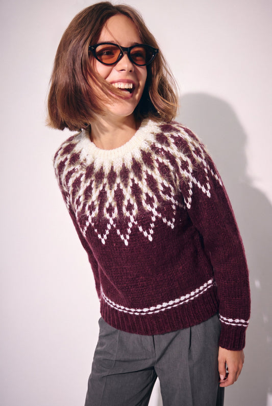 Penny burgundy fair isle jumper