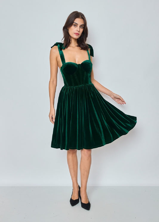 Tabitha emerald green velvet cocktail dress