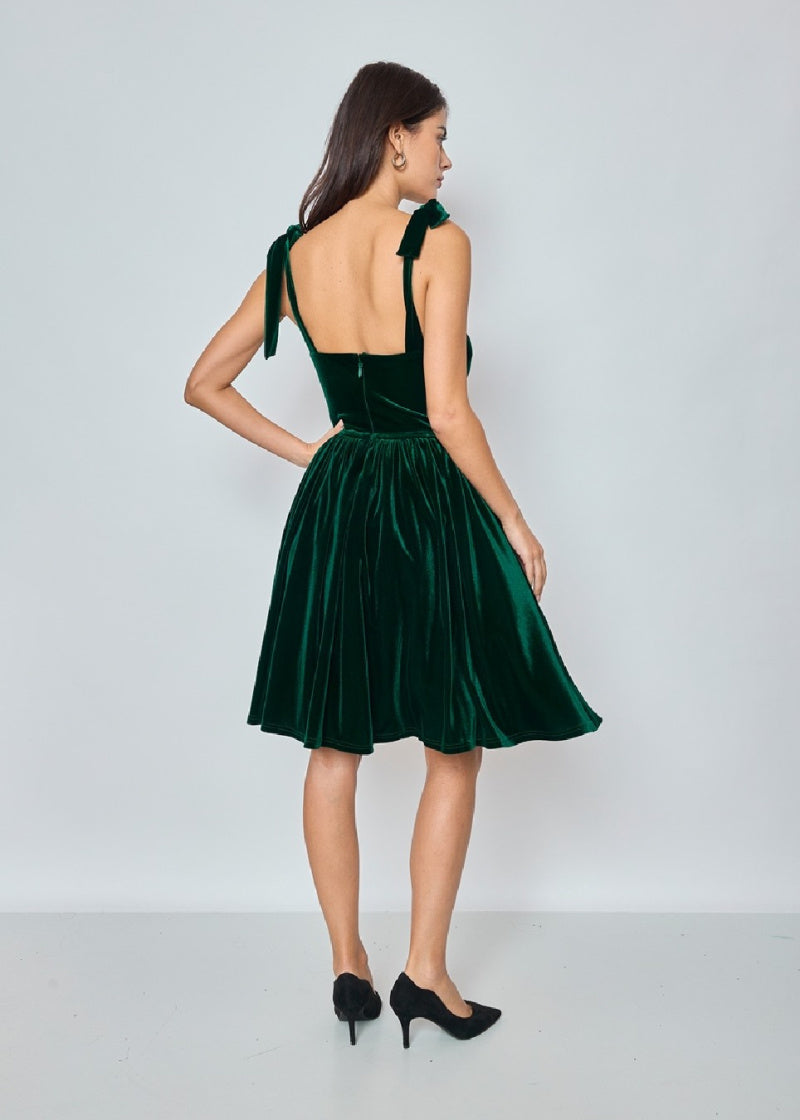 Tabitha emerald green velvet cocktail dress