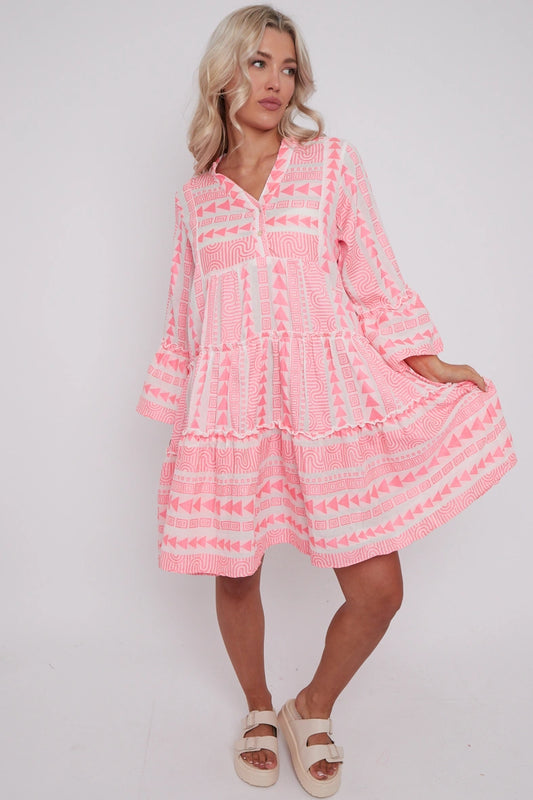 Zoe boho neon holiday dress pink