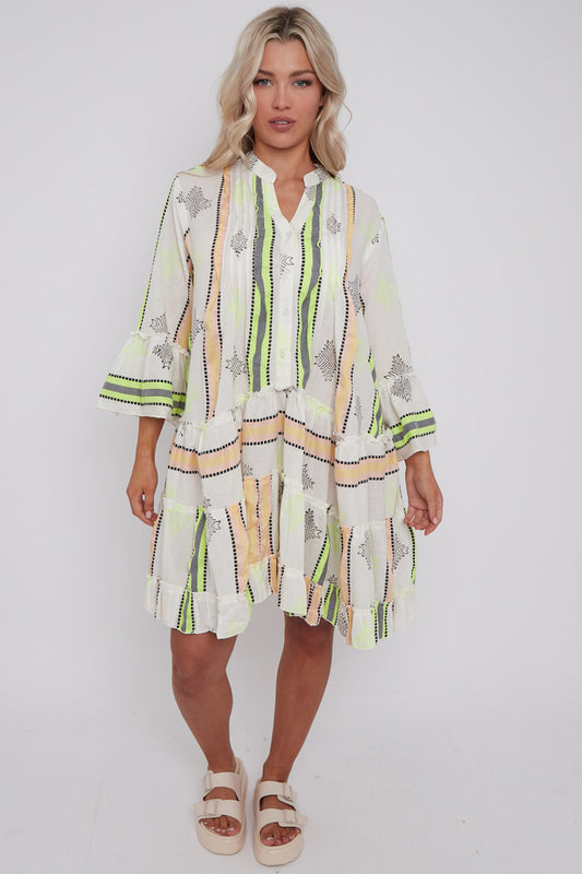 Zoe yellow stripe holiday dress