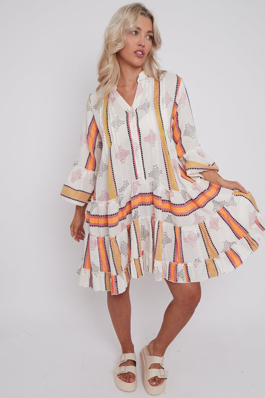 Zoe orange stripe holiday dress