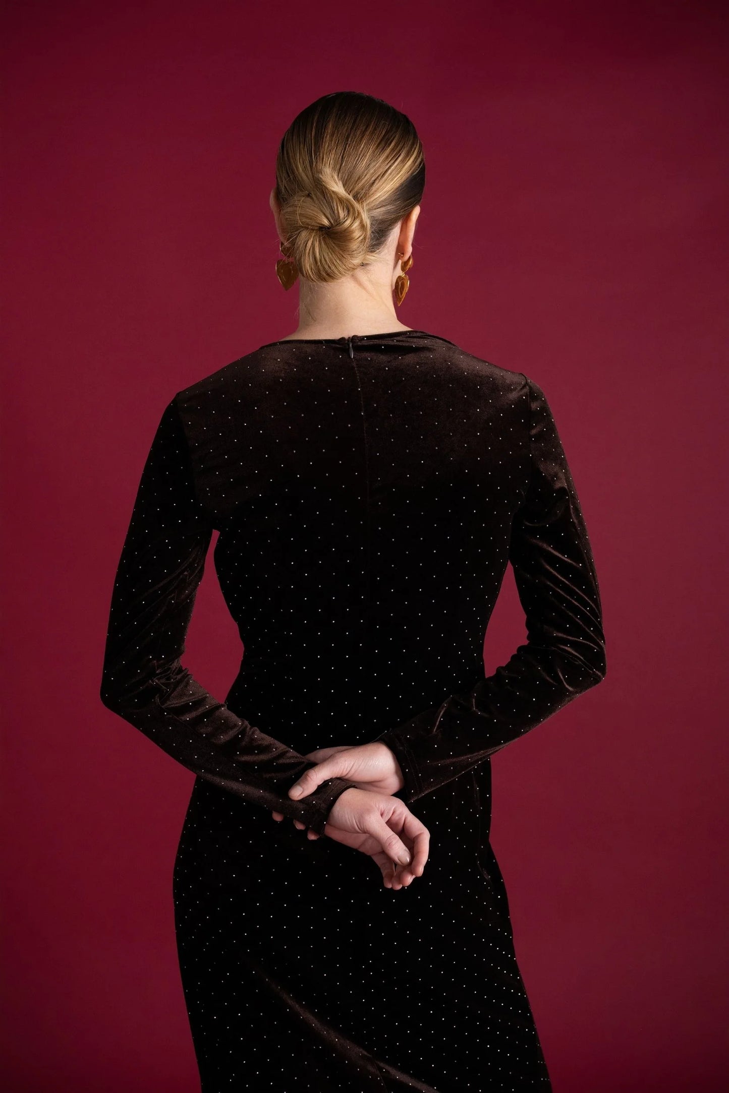 Lara black velvet rhinestone dress