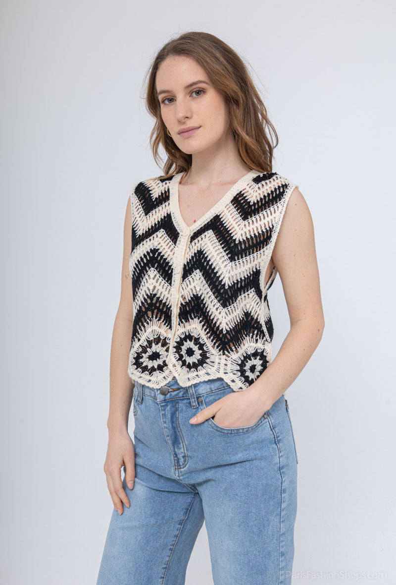 Tamara crochet cropped vest top