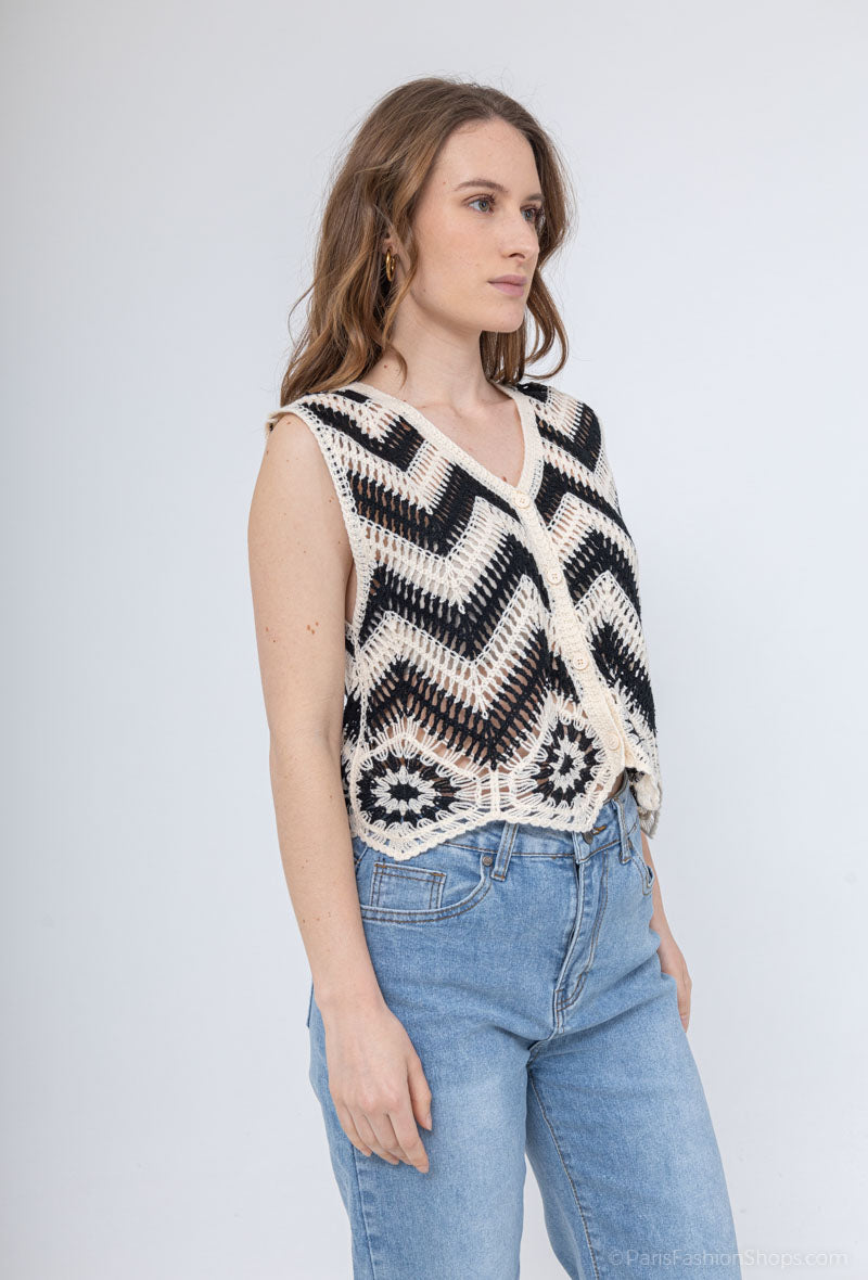 Tamara crochet cropped vest top