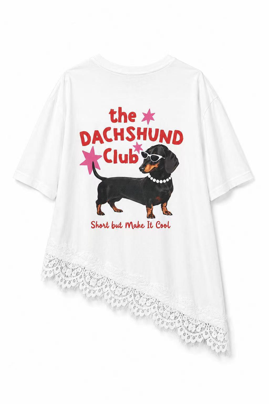 DACHSHUND CLUB tshirt with lace
