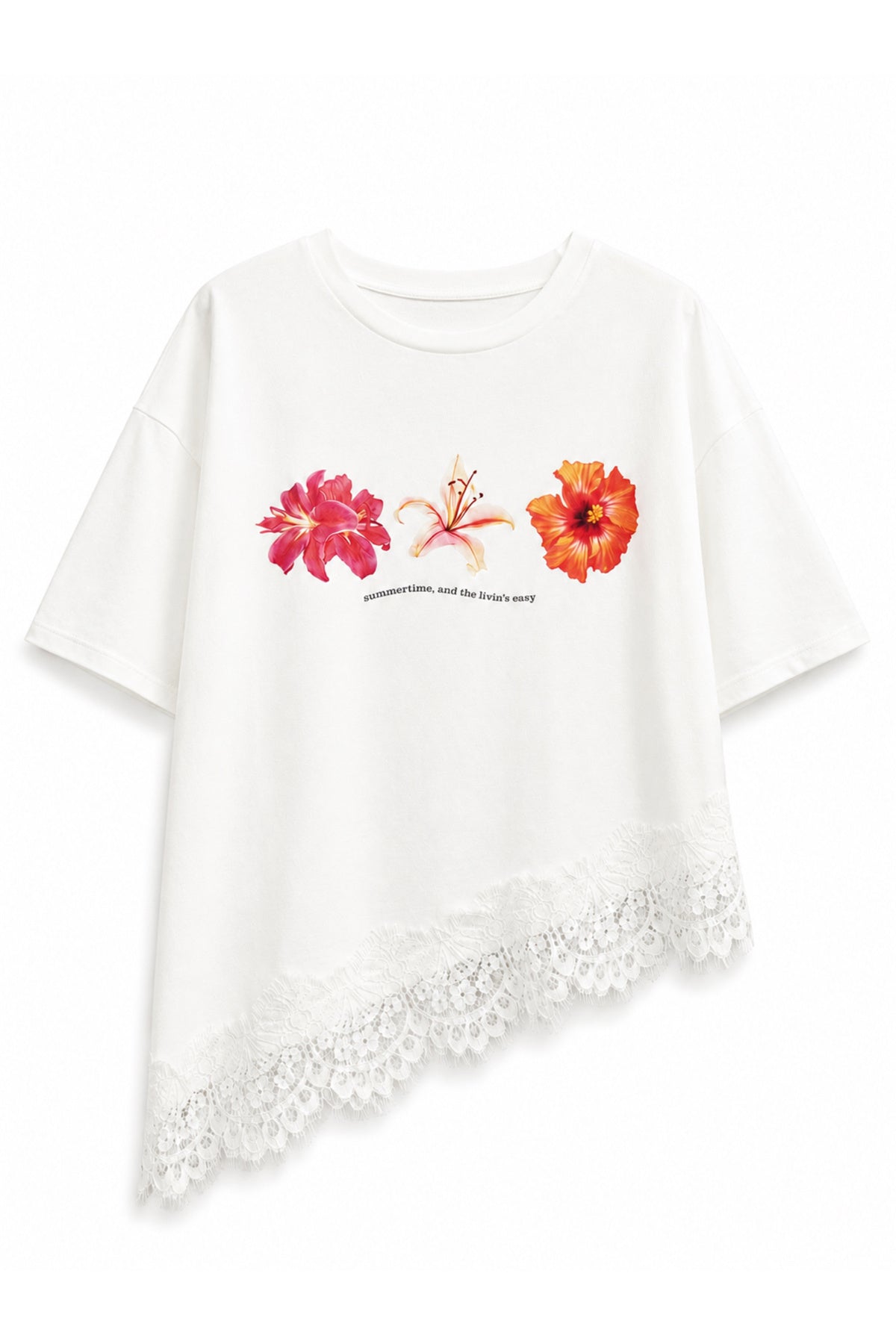 Floral tshirt with lace