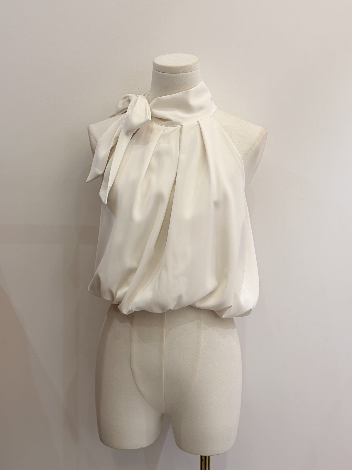 Justine bow neck cream top