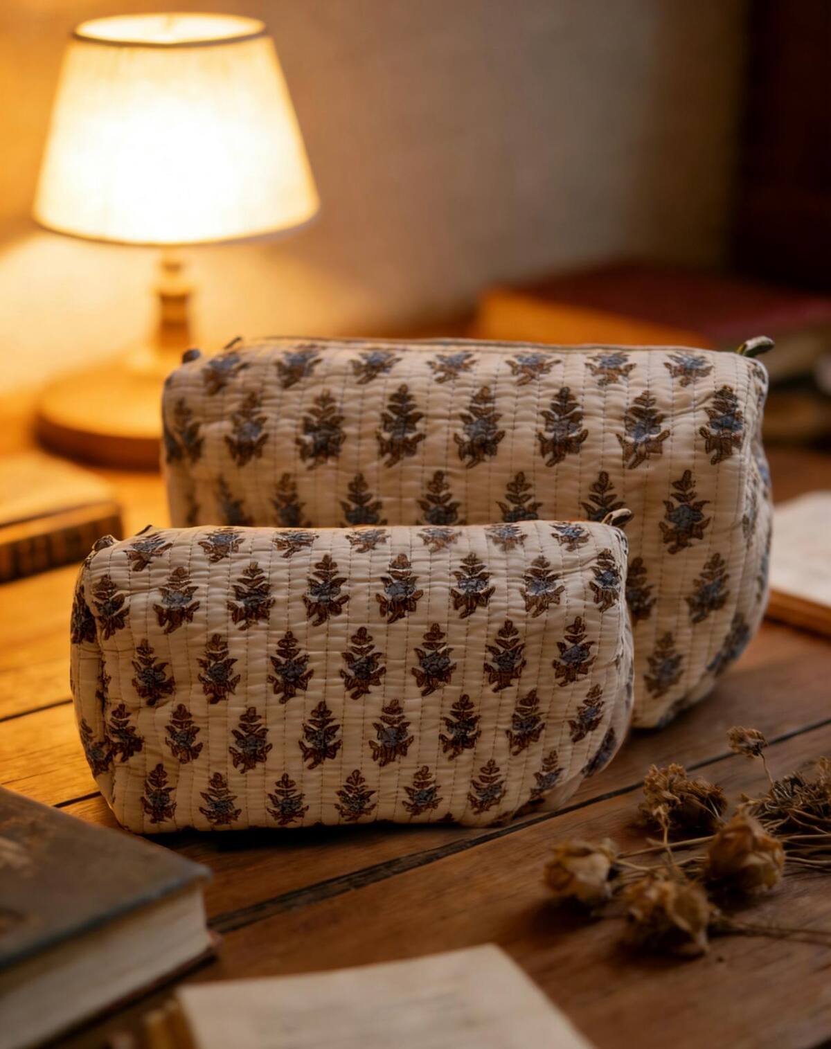 Floral cotton washbag