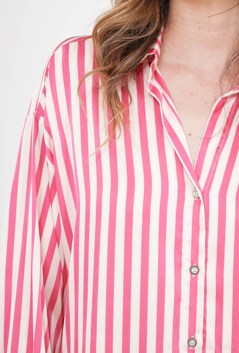 Brigitte satin striped pink poplin shirt