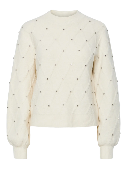 YASEMBIS LS KNIT DIAMOND PULLOVER
