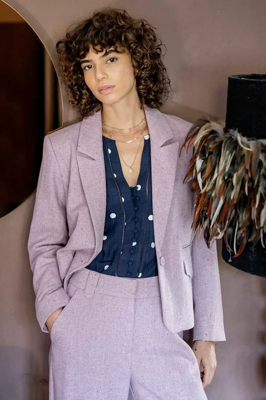 IRZOEY pink wool blazer