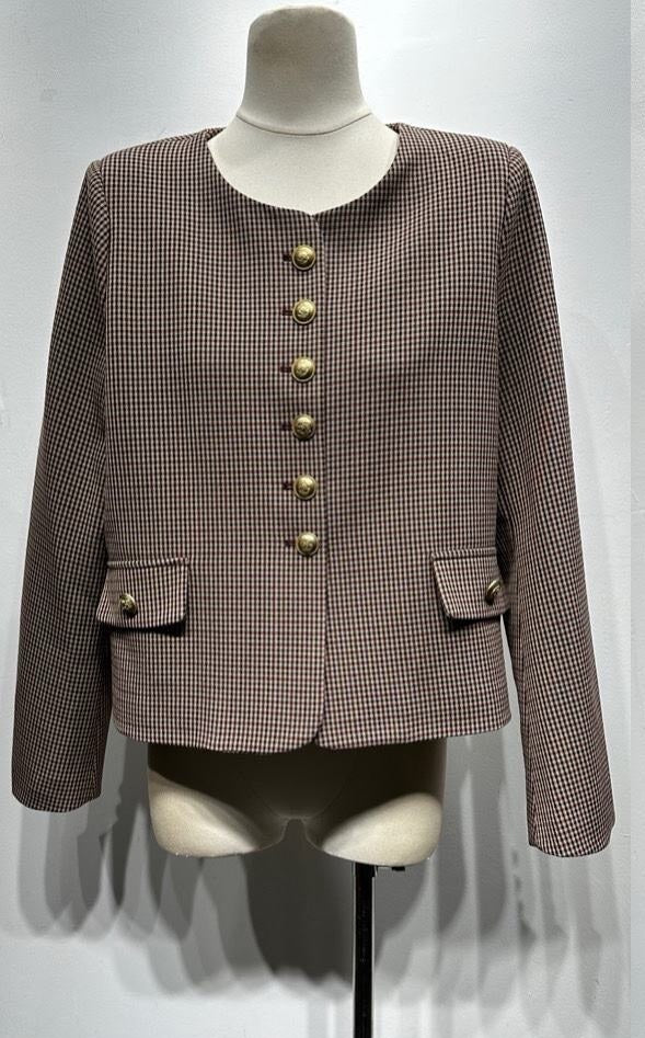 Amber short plaid tweed-style jacket
