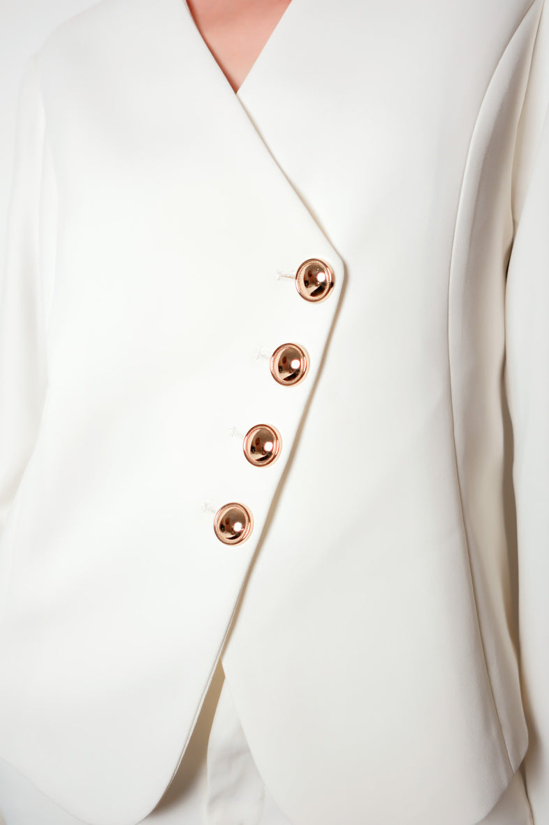 Preorder Eliza white jacket with asymmetrical buttons