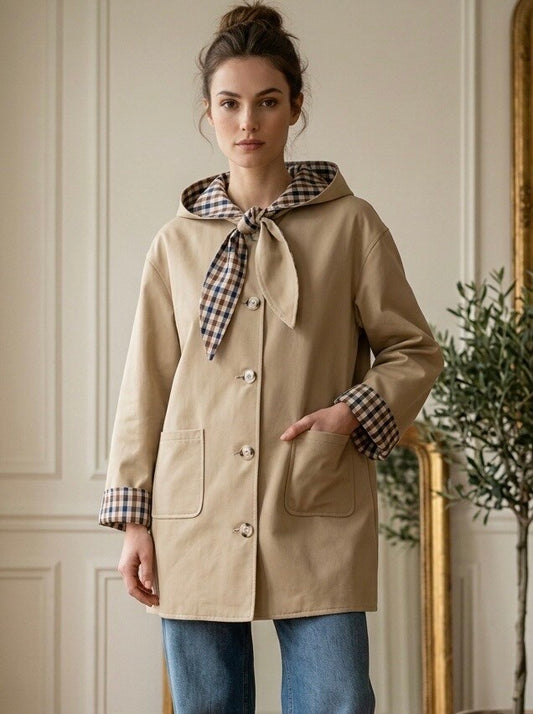 Anne mid length reversible check trench
