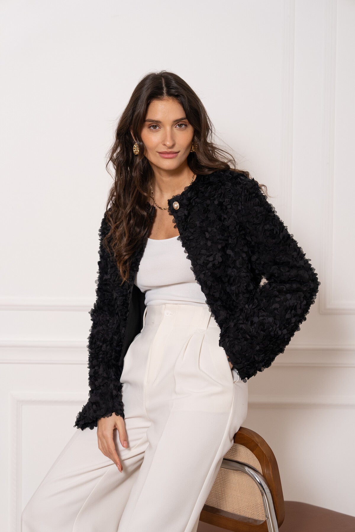 Rosalia Black Floral Structured Jacket