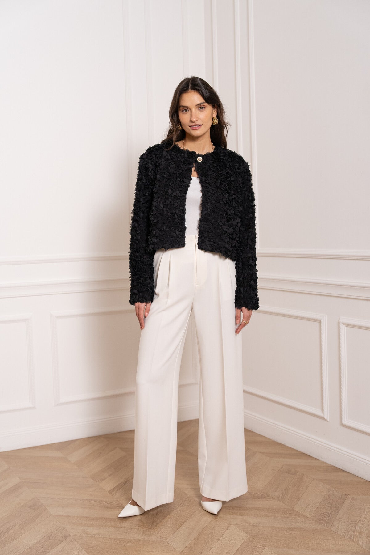 Rosalia Black Floral Structured Jacket