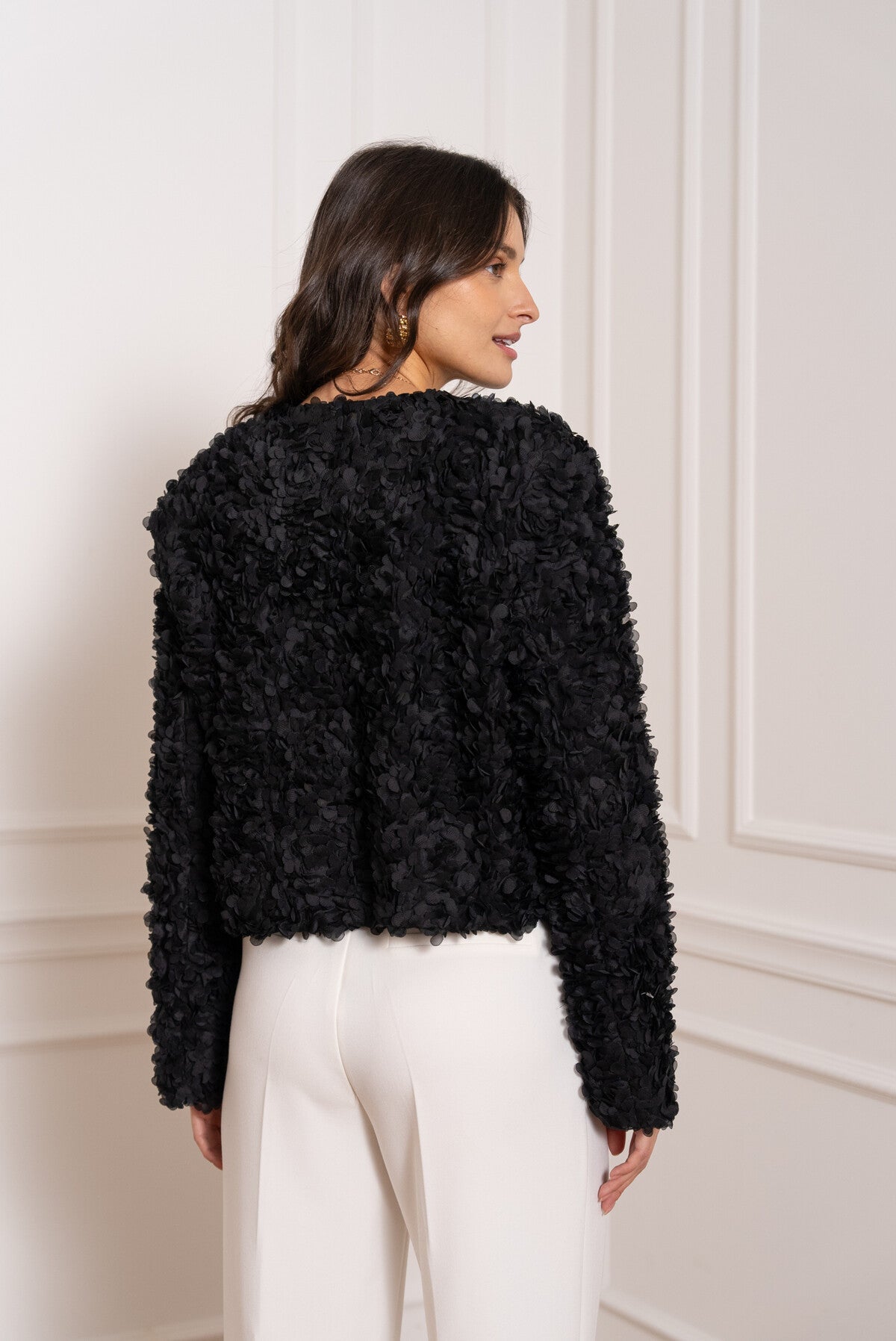 Rosalia Black Floral Structured Jacket