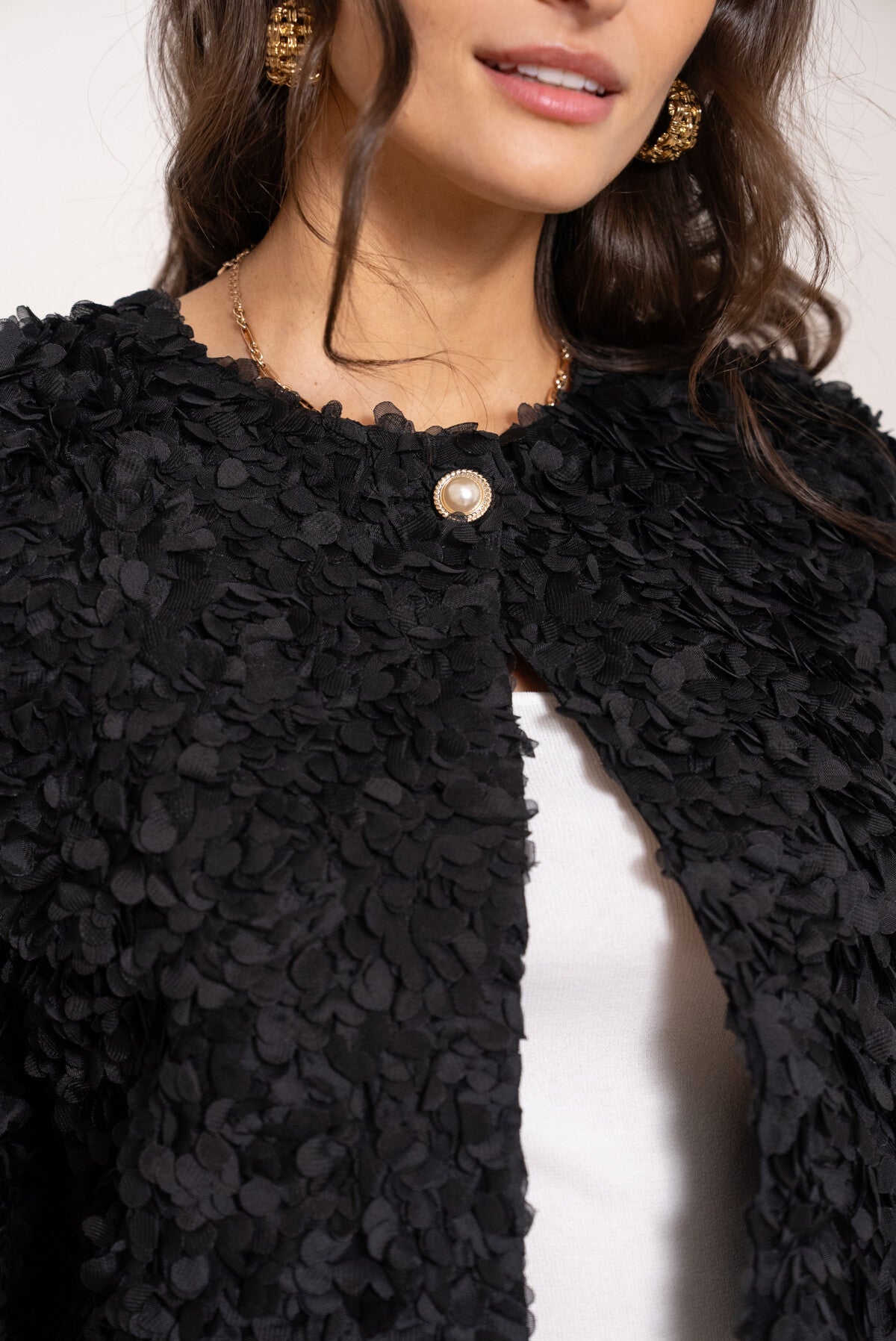 Rosalia Black Floral Structured Jacket