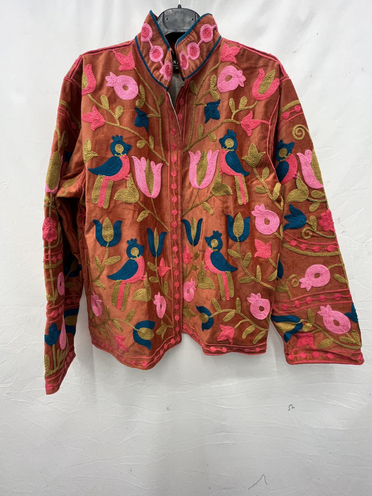 Suzani rust and pink embroidered jacket