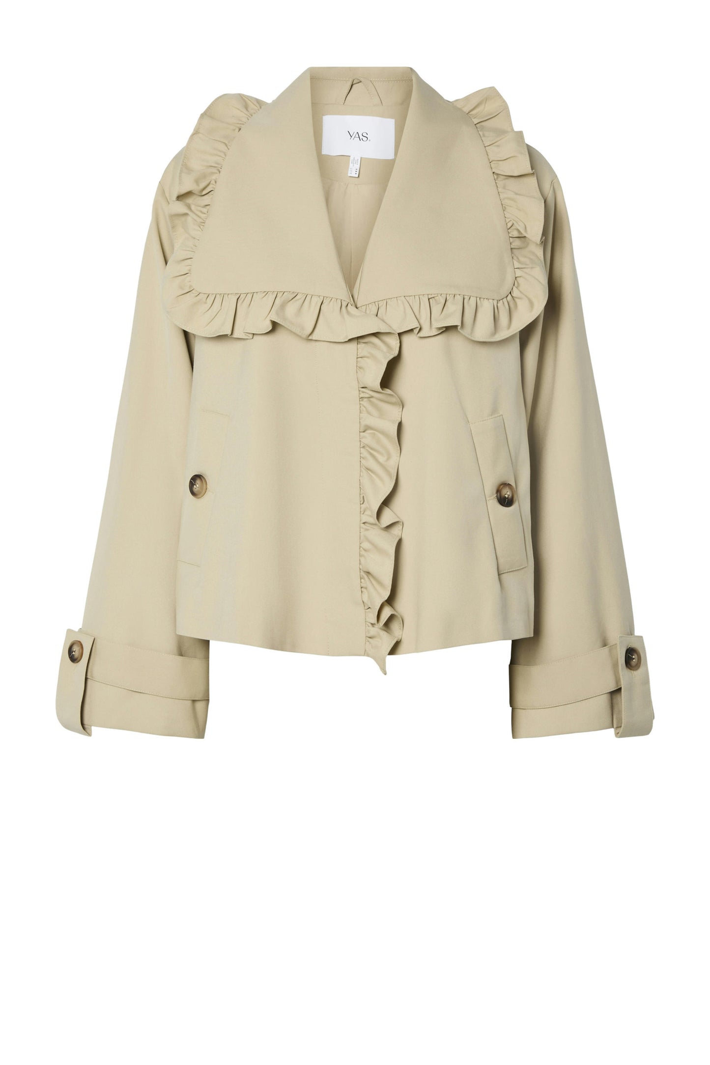 Y.A.S short frill trenchcoat beige