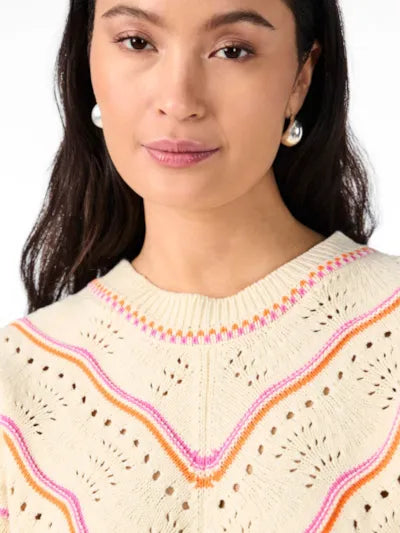 YASLIMERA LS pink and orange crochet jumper