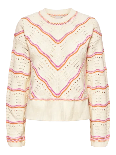 YASLIMERA LS pink and orange crochet jumper