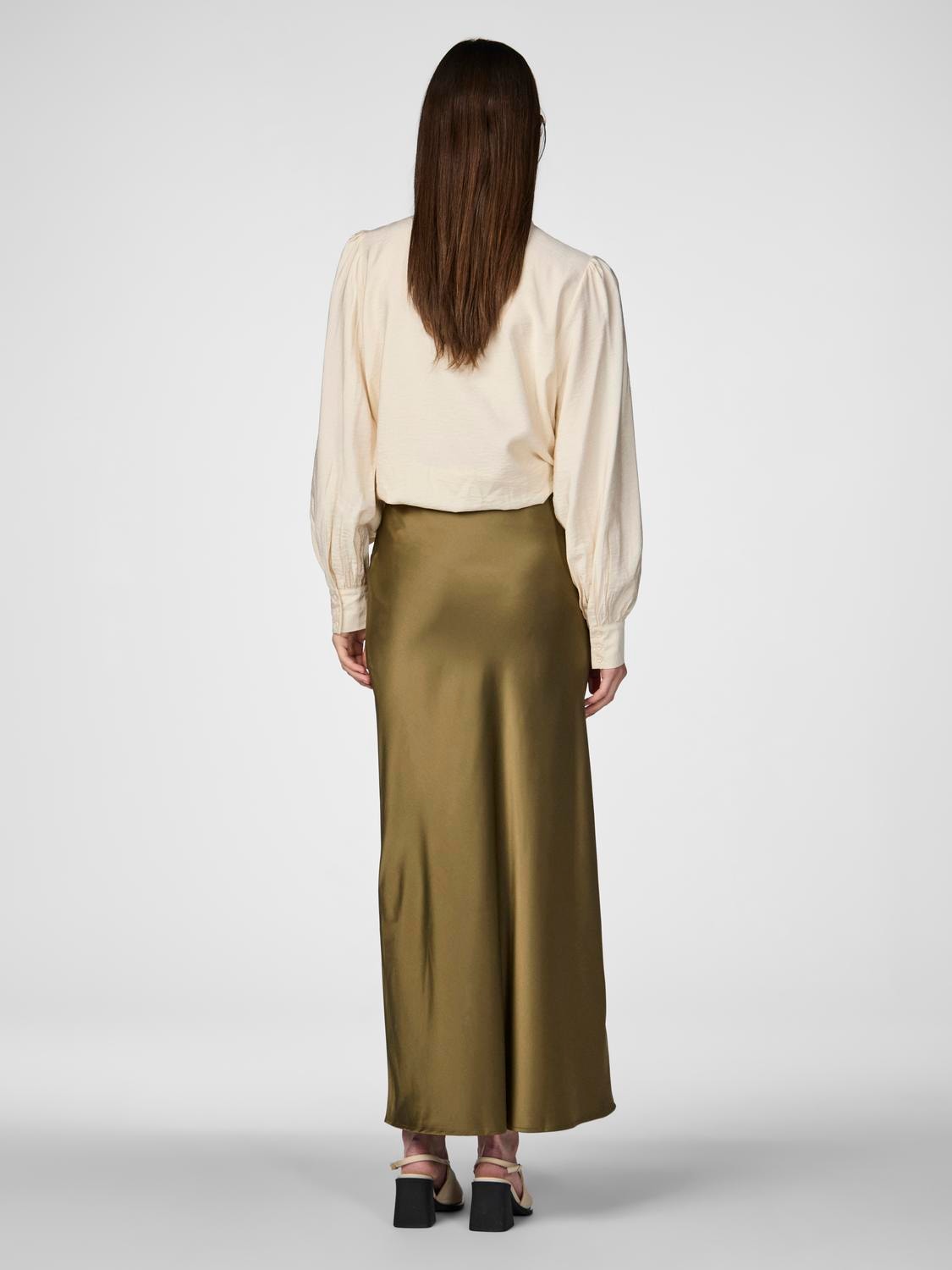 YASPELLA HW maxi satin skirt