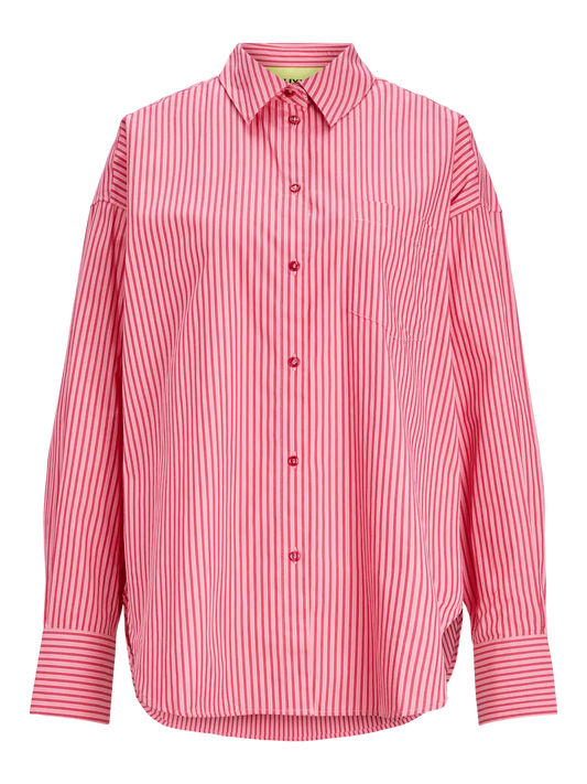 Jamie organic cotton poplin cerise striped shirt