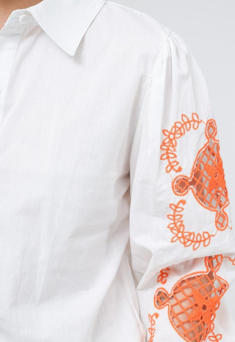 ZOÉ embroidered cotton white shirt