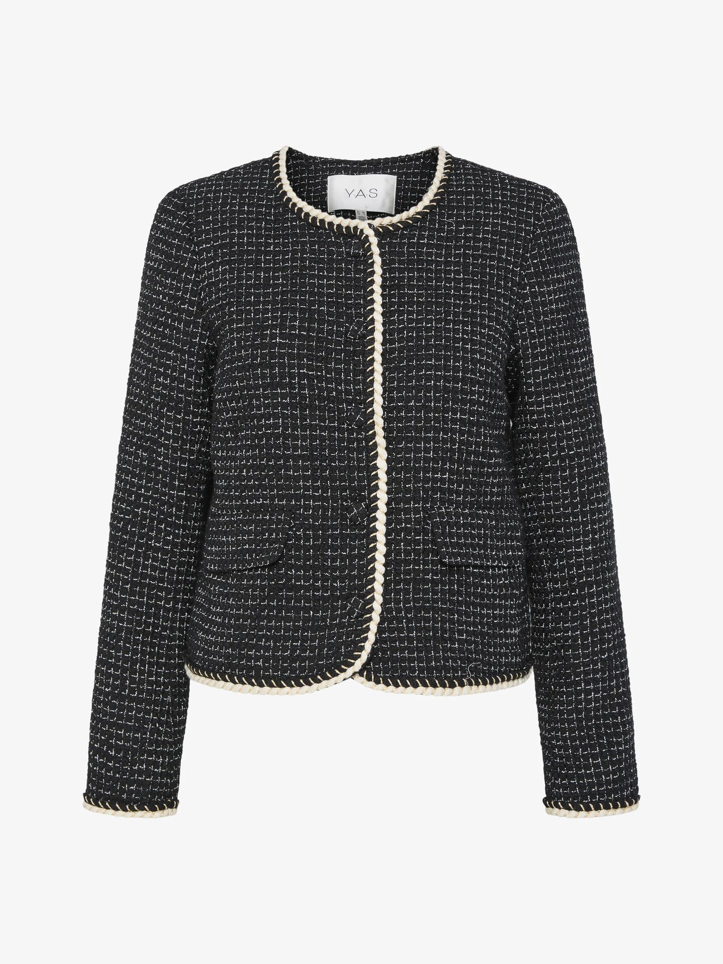 YAS Tweed jacket with gold buttons