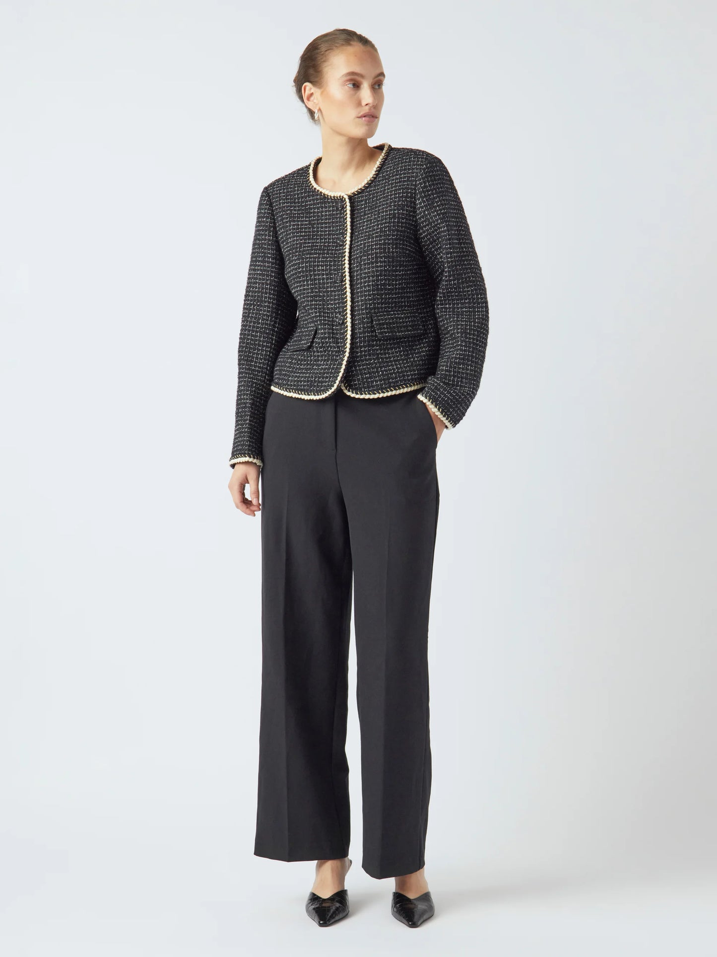 YAS Tweed jacket with gold buttons