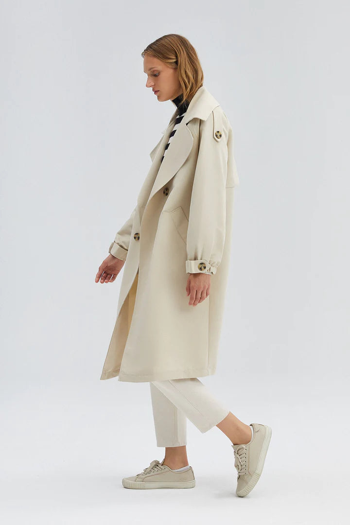 STONE DOUBLE BREASTED TRENCH COAT