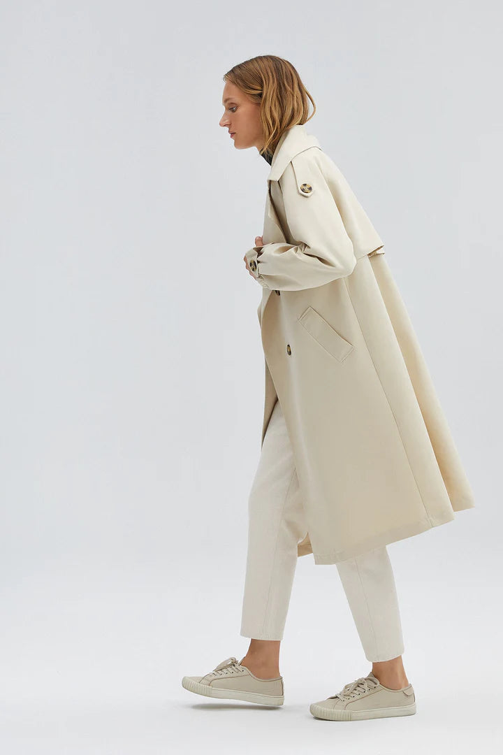 STONE DOUBLE BREASTED TRENCH COAT