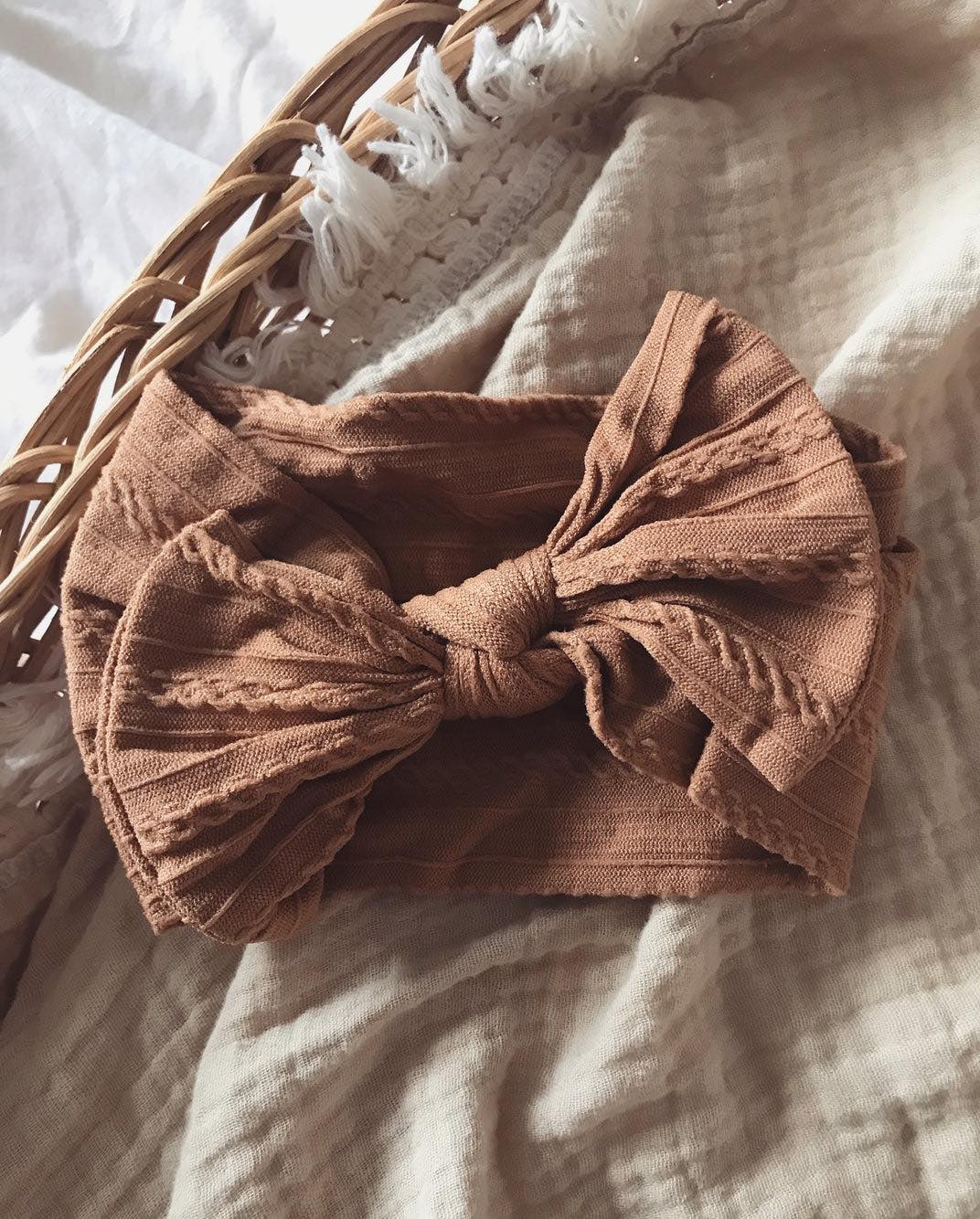 Cable Knit Bow Stretchy Head Hairband - loveindi.ie