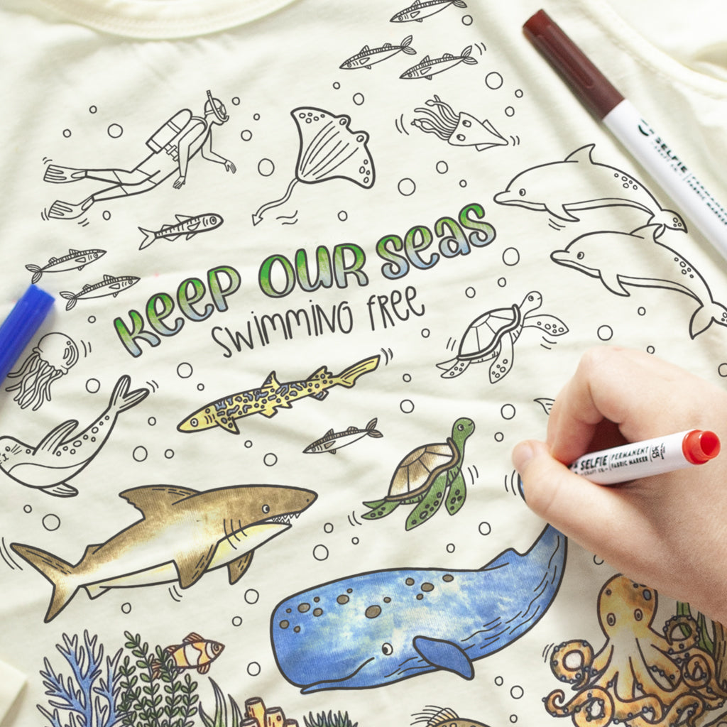 Save The Ocean Colour In Top with markers