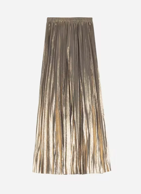 Long iridescent pleated skirt JUSTINA gold